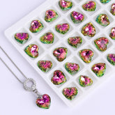 Vitrail Rose Heart Cut High Quality Glass Rhinestone Pendant WholesaleRhinestone